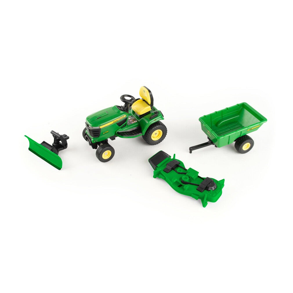 1:16 John Deere X758 Lawn Mower Tractor With Accessories Toy - RDO Equipment