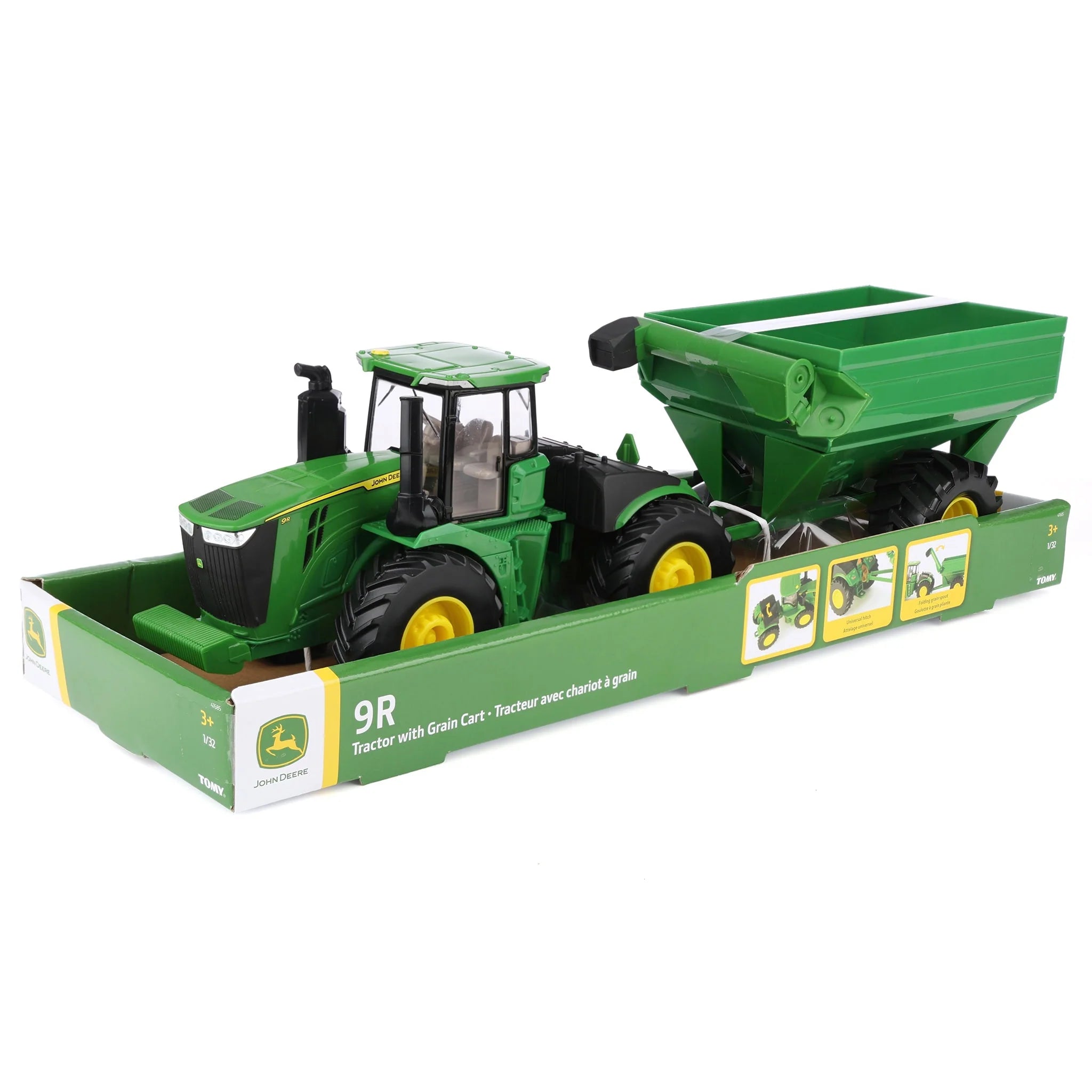 1:32 John Deere 9R Tractor with Grain Wagon Replica Play Toy