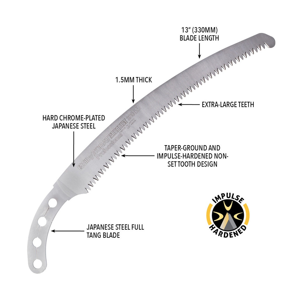 Silky Zubat 330mm  Extra-Large Tooth Arborist Fixed Pruning Saw