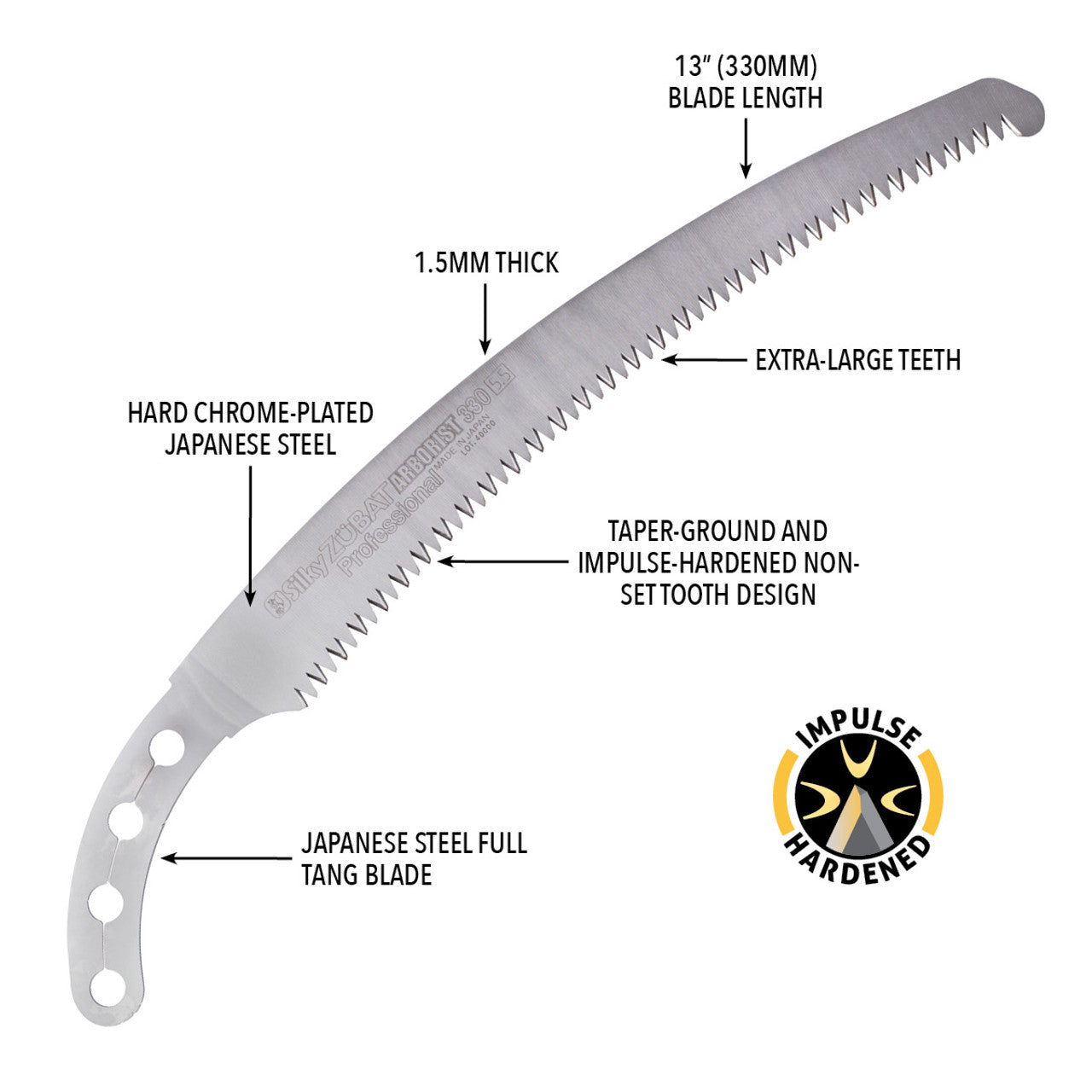 Silky Zubat 330mm  Extra-Large Tooth Arborist Fixed Pruning Saw