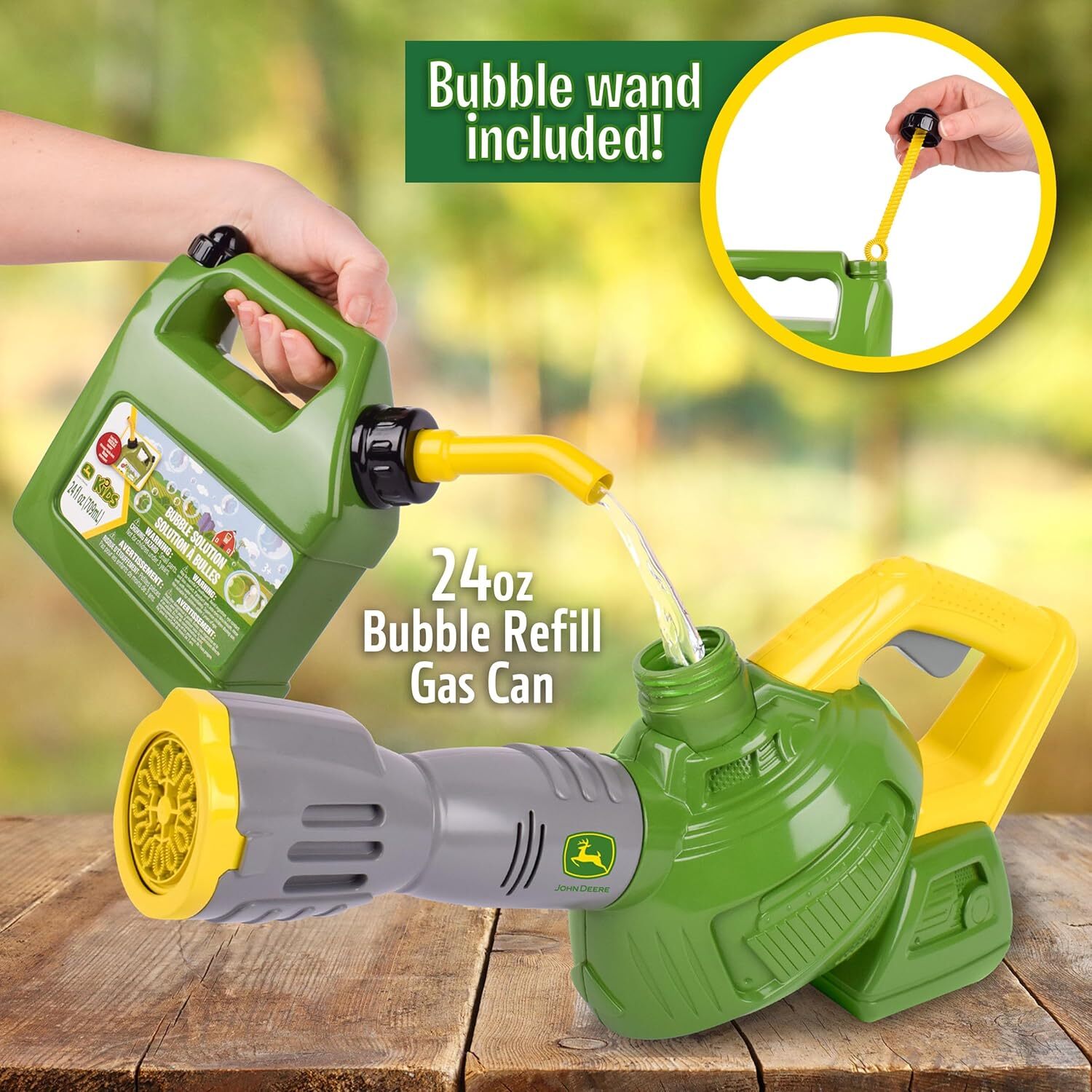 John Deere Bubble 'N' Fun Leaf Blower Combo With Refill Jerry Can Toy