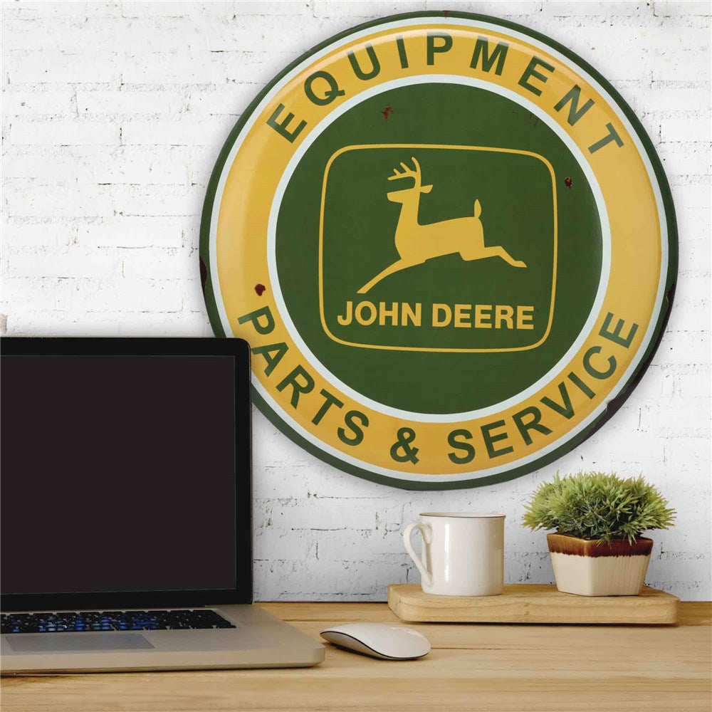 John Deere Parts & Service 61cm Embossed Metal Sign