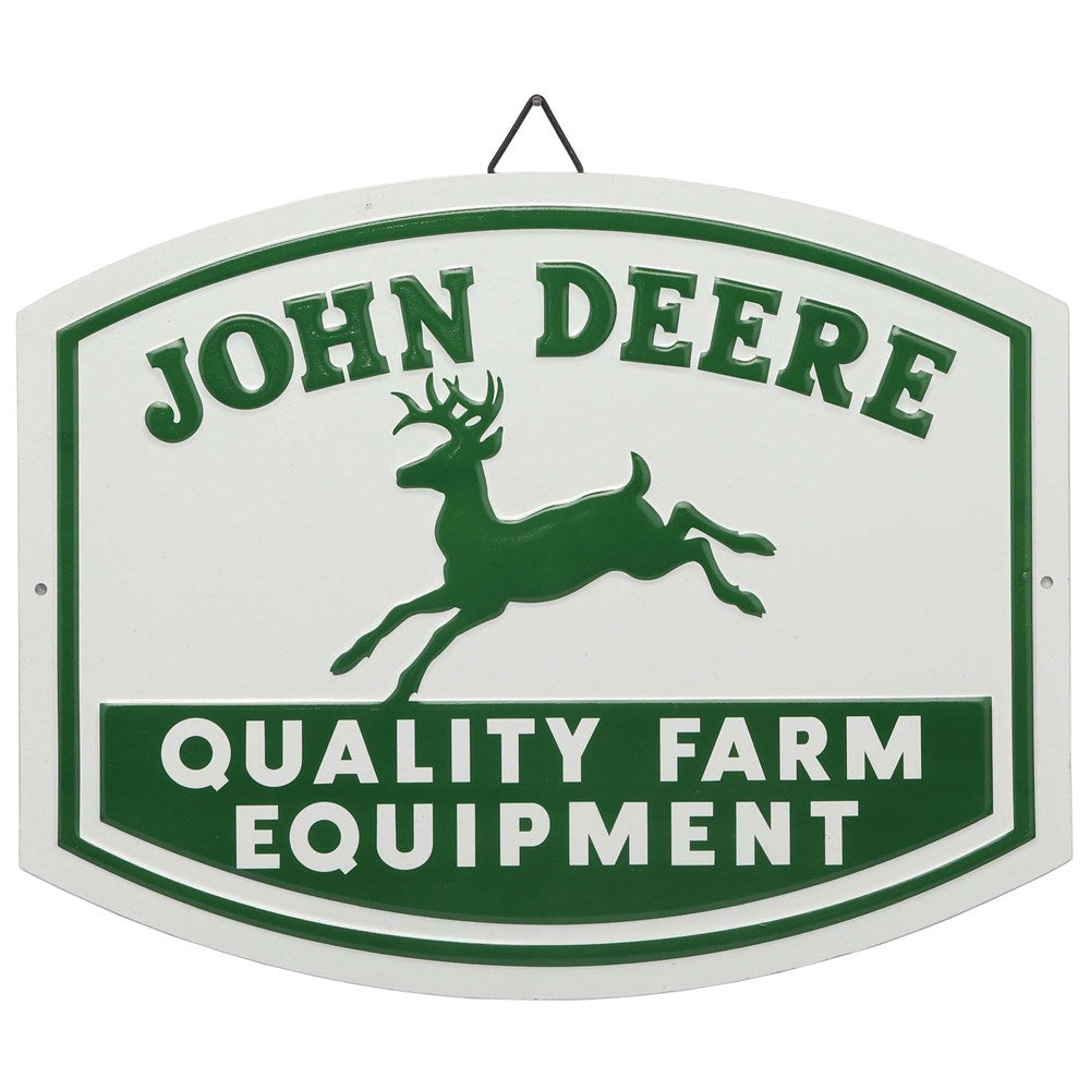 John Deere Retro Quality Farm Equipment 33cm Embossed Metal Sign