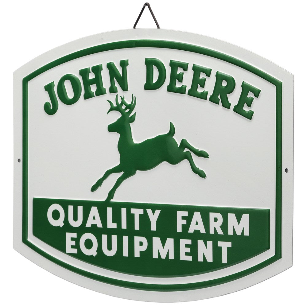 John Deere Retro Quality Farm Equipment 33cm Embossed Metal Sign