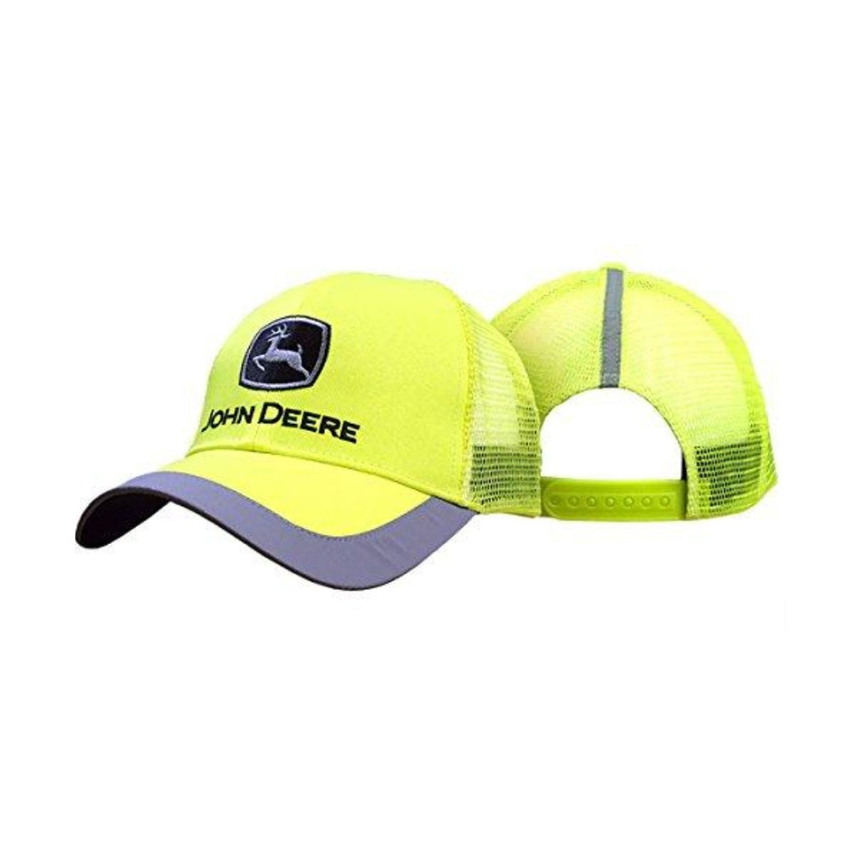John Deere Fluro Yellow Reflective Strip Trucker Cap