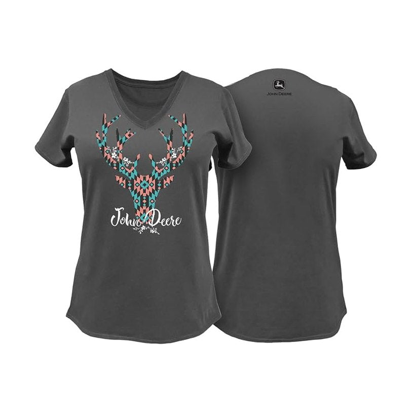 John Deere Women's Mosaic Deer V-Neck Tee