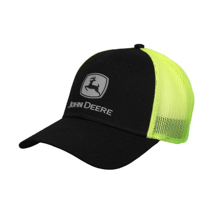 John Deere Men's Black & Hi-Vis Mesh Trucker Cap