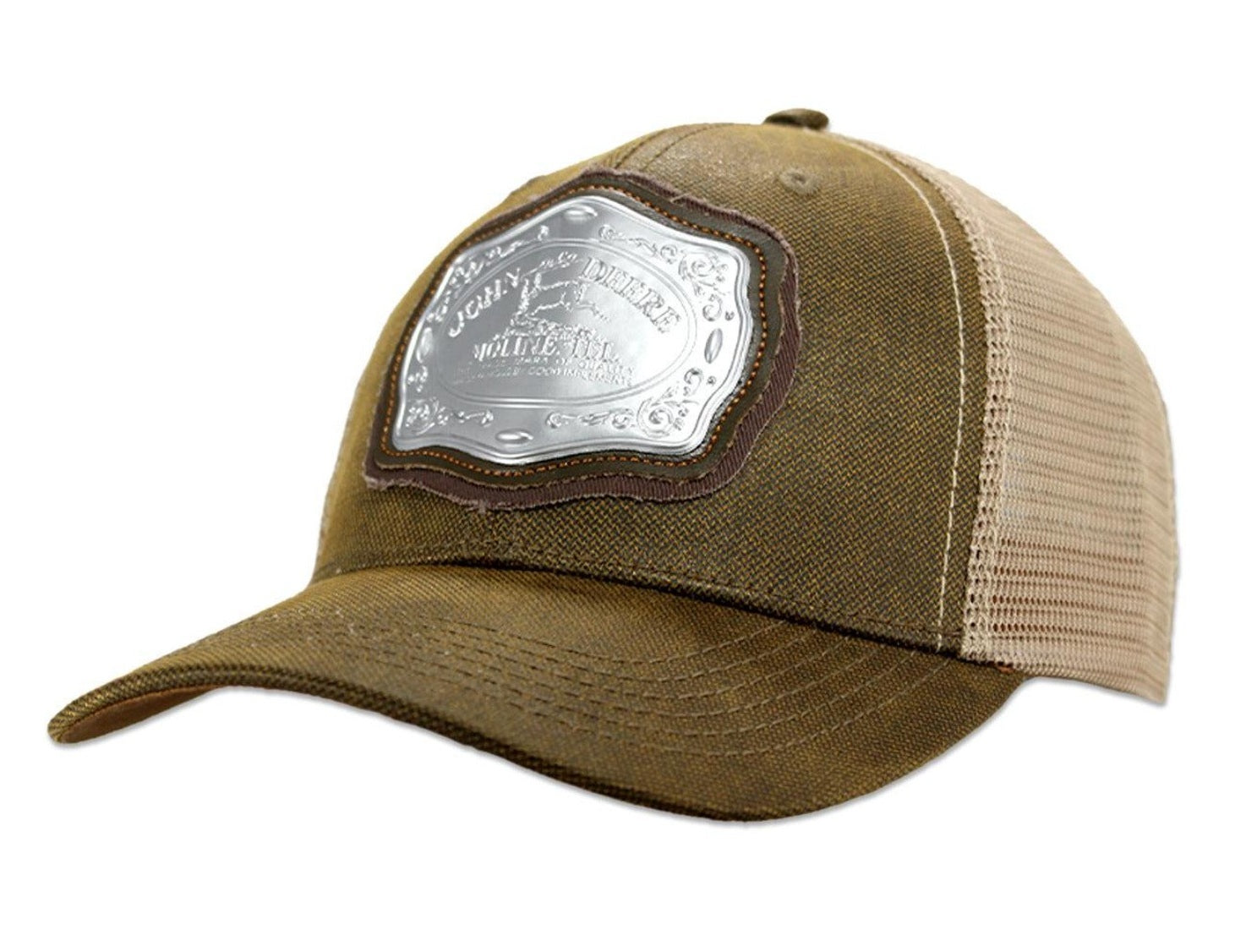 John Deere Men's Belt Buckle Oilskin Trucker Cap