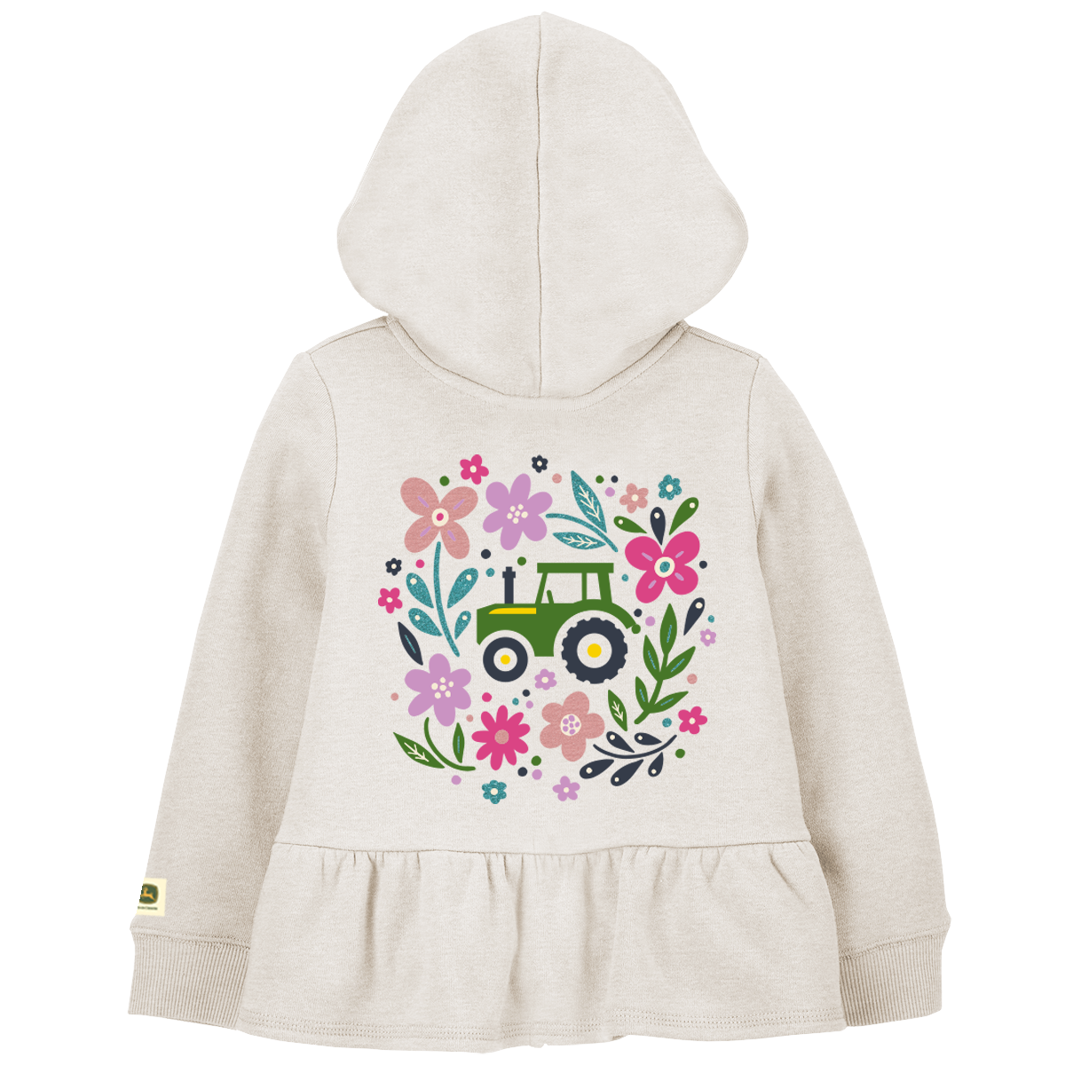 John Deere Toddler Floral Tractor Pleated Zip Hoodie - RDO Equipment