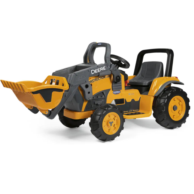 John Deere 12V Ride-On Ground Loader Yellow Tractor with Scoop Toy