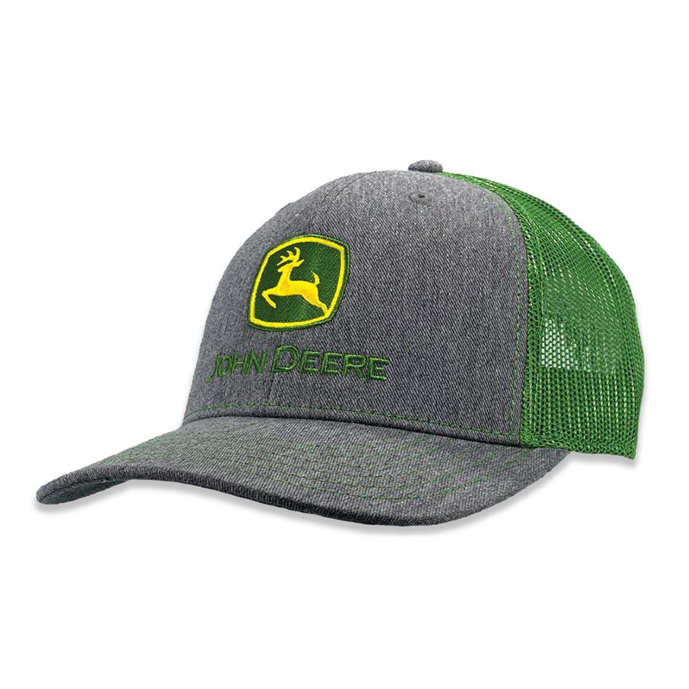 John Deere Men's Trademark Logo Grey/Green Trucker Cap - RDO Equipment