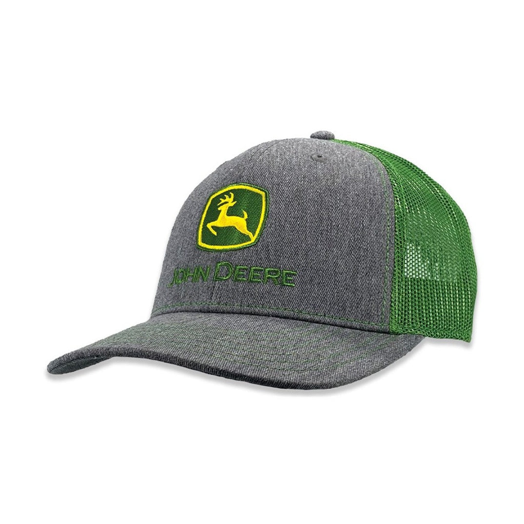 John Deere Men's Trademark Logo Grey/Green Trucker Cap - RDO Equipment