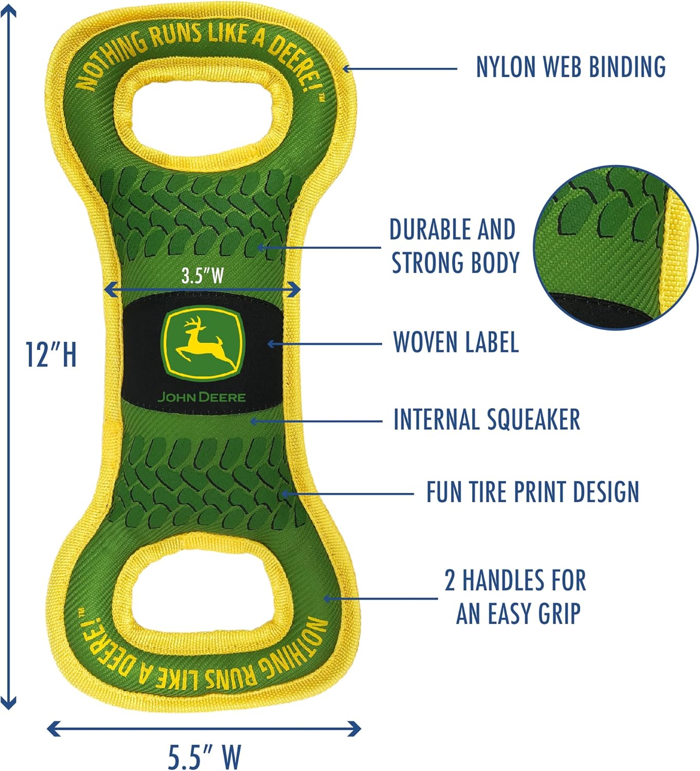 John Deere Pets Nylon Dog Chew Tug Toy