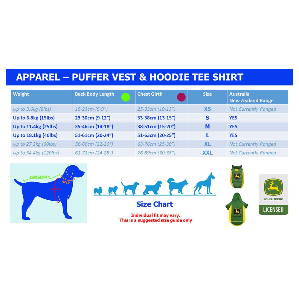 John Deere Pets Puffer Vest - Medium