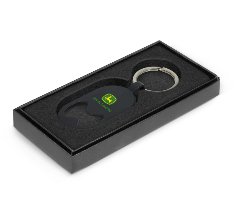 John Deere Black Bottle Opener Keyring