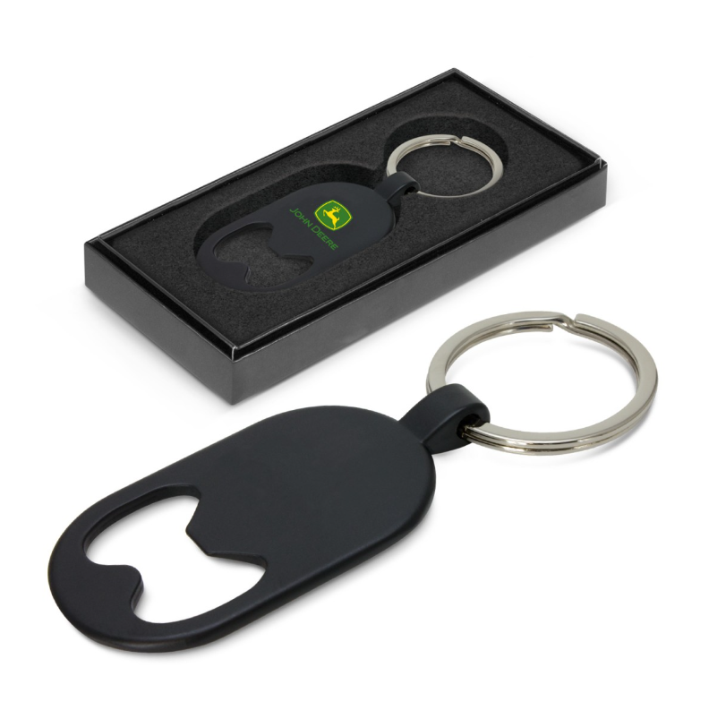 John Deere Black Bottle Opener Keyring