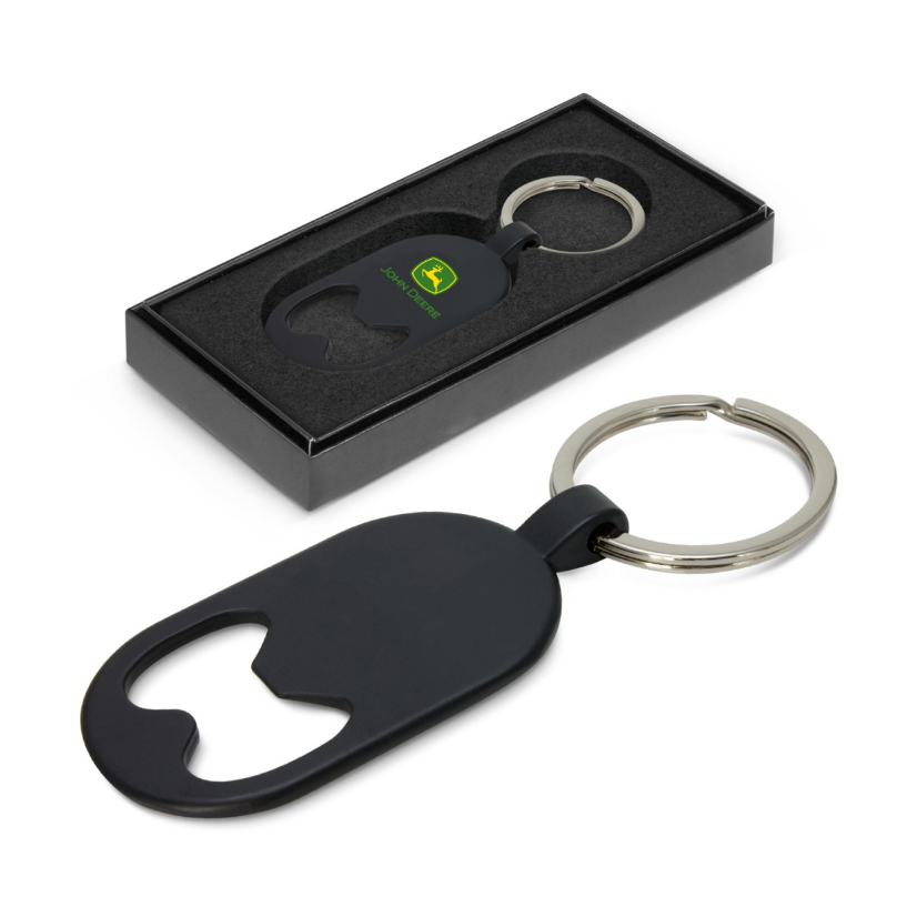 John Deere Black Bottle Opener Keyring