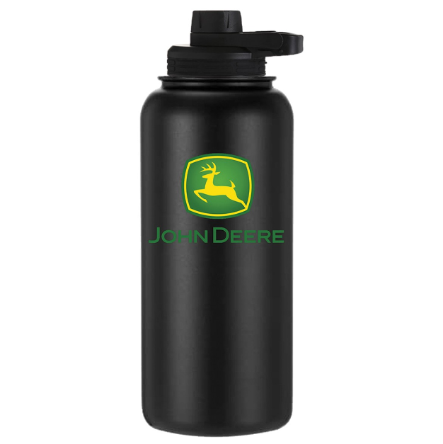 John Deere 1900ml Black Stainless Steel Bottle