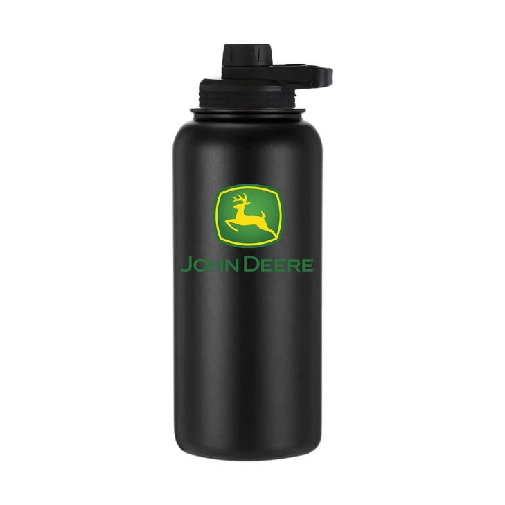 John Deere 1900ml Black Stainless Steel Bottle