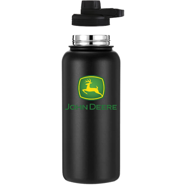 John Deere 1900ml Black Stainless Steel Bottle