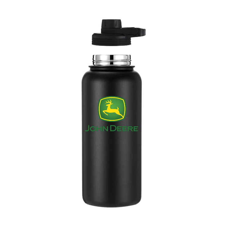 John Deere 1900ml Black Stainless Steel Bottle