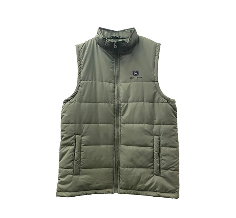 John Deere Men's Olive Poly-fil Puffer Vest