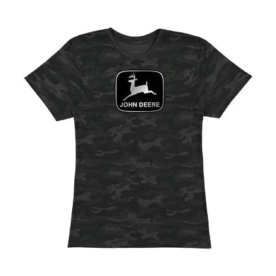 John Deere Women's Vintage Logo Storm Camo Tee