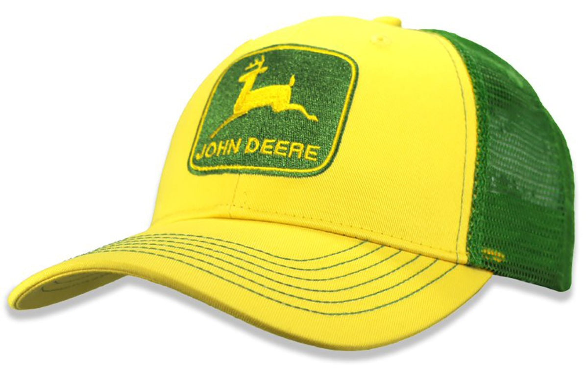 John Deere Men's Green & Yellow Vintage Trademark Patch Trucker Cap