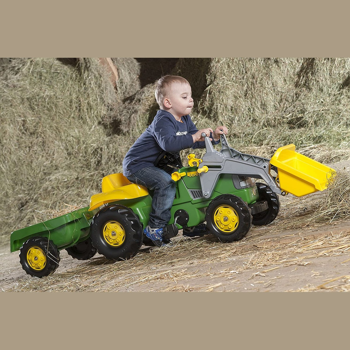 John Deere Rolly Kid Classic Ride-On Pedal Tractor with Trailer & Loader - RDO Equipment