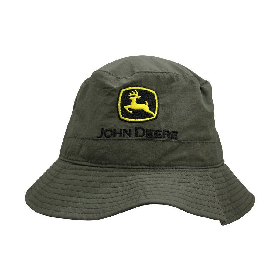 John Deere Khaki Bucket Hat With Zip Pocket
