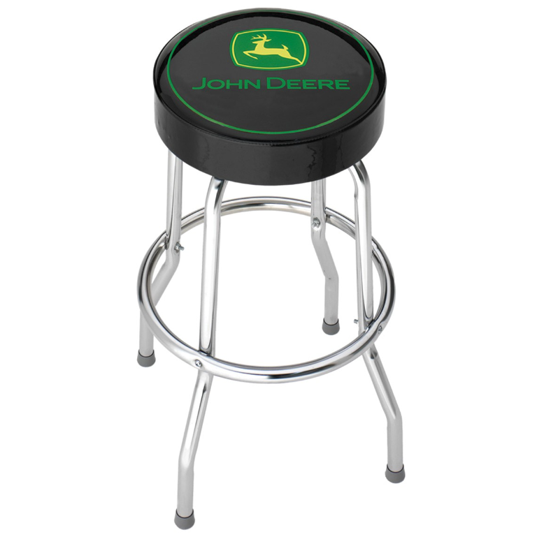 John Deere Gloss Black Vinyl Round Barstool