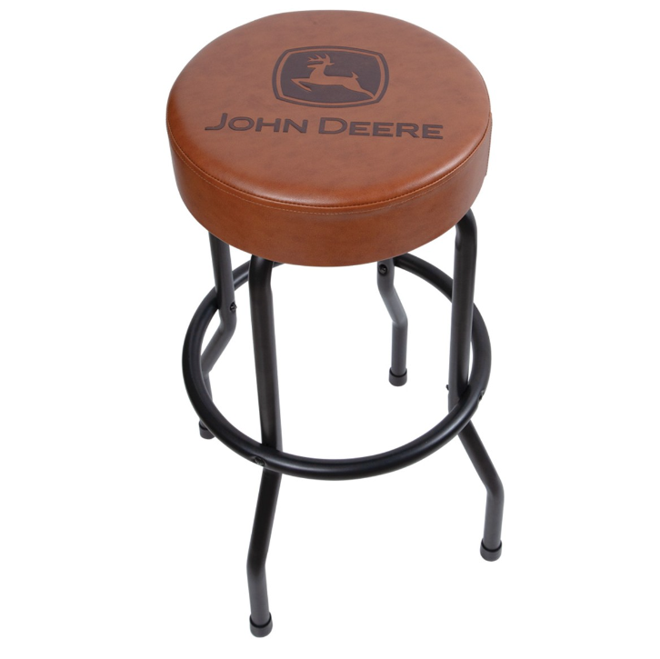 John Deere Matte Brown Vinyl Round Barstool